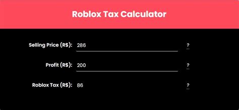 This extension. . Roblox tax rate calculator